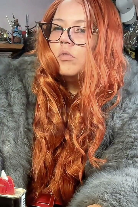 Smoking Brazilian Saggy Tits Redhead Goddess in Fur and Latex - Dancing to My Music
