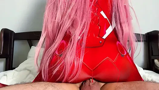 Zero Two enjoys a dick in all her holes, hot anal