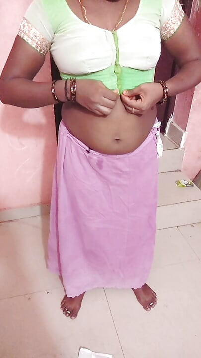 Desi Tamil Slut Wife Renu No Bra Blouse & No Panty Petticoat Saree Tease for Secret Lover! Indianhotwifex