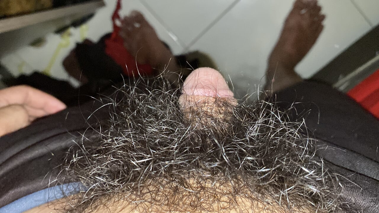 I masturbated while looking at my very long dick hair