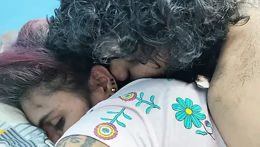 Hot ass kiss romance in skirt