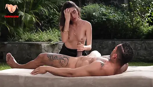 This Couple Makes Romantic Love in Their Garden, He Ends up on His Wife's Breasts!