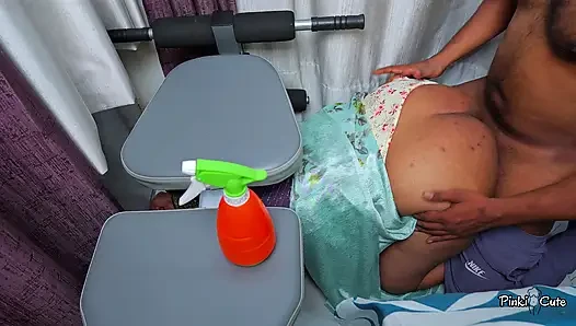 Kaam wali stuck in table, Owner Fucked her big Ass from behind.
