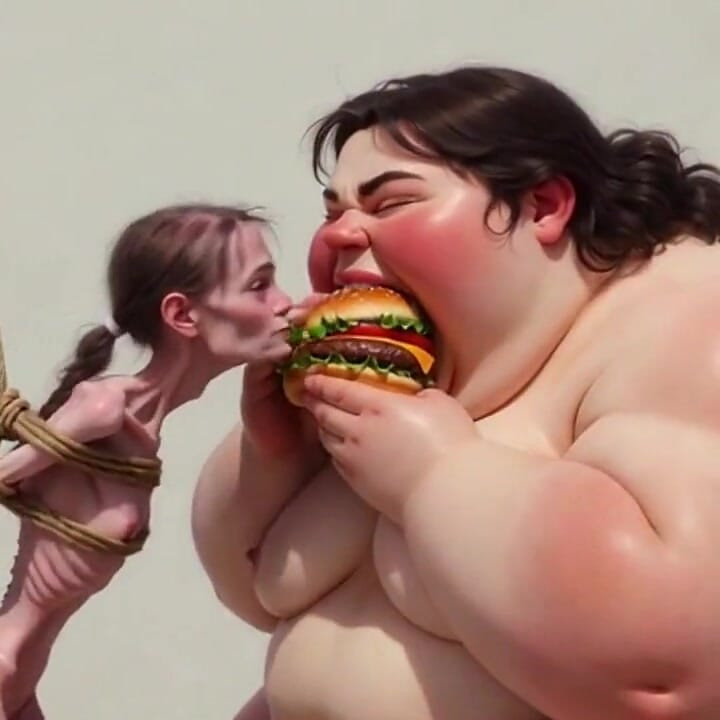 جلسه تغذیه شدید - SSBBW دختر لاغر را تحقیر و چاق می کند