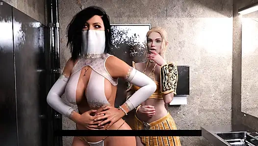 Typ mit großem schwanz fickt zwei mädchen in der toilette und creampies, sex zu dritt