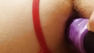 Dildo  masturbation, anal orgasm, cuckold wife