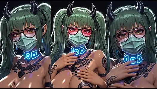 Cyberpunk-mädchen tanzen (Ai-animation)