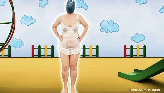 Miss Squid Exercises In White Lingerie