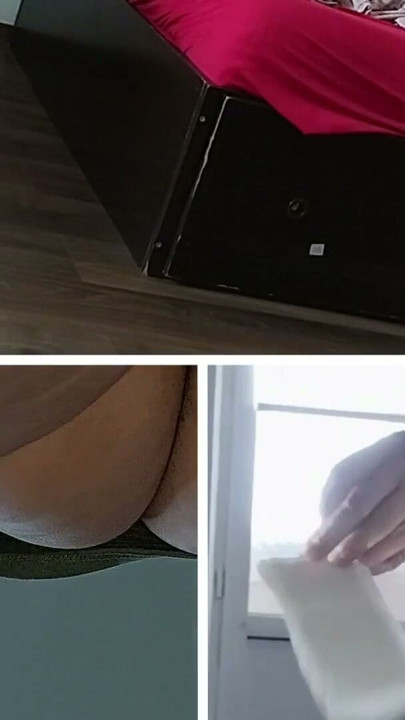 Horny wife strips and masturbates moaning. Sexy latina hairy pussy, big tits, big ass. | Clip 1