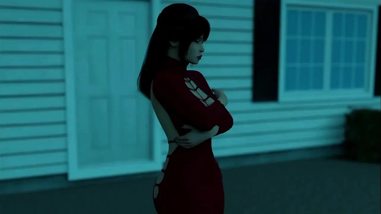 美丽的亚洲女孩在房子后面啪啪