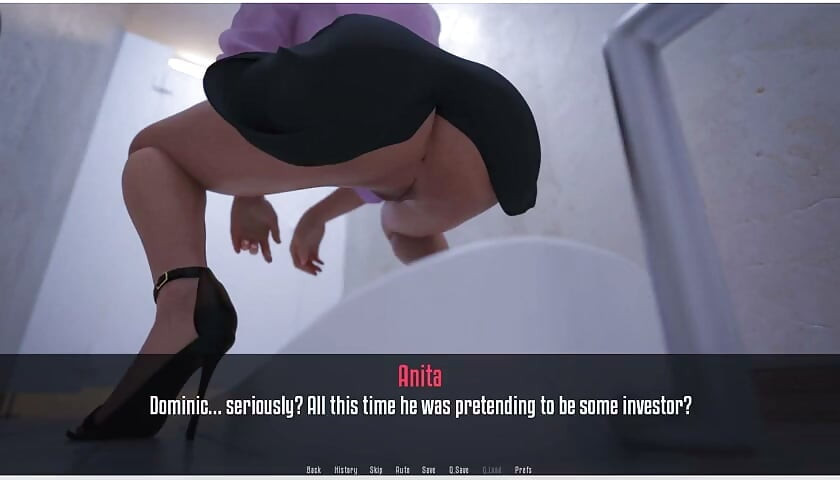 Anita's stage - gameplay - rollenspel - tengere tiener pist en geeft pijpbeurt en neukt bij kijkgat