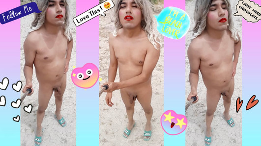 Trans slut all naked in public with green heels delicious ass and hot penis