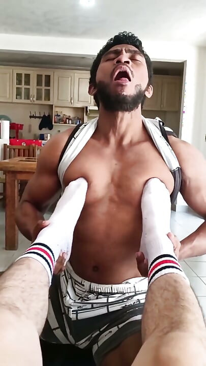 After Gym Feet Worship and Cum
