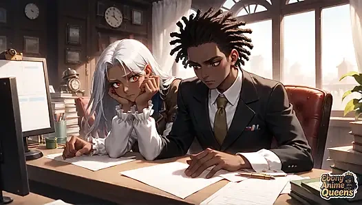 Ateşli zenci uyumu ve karanlık tatlı ofis hakimiyeti!