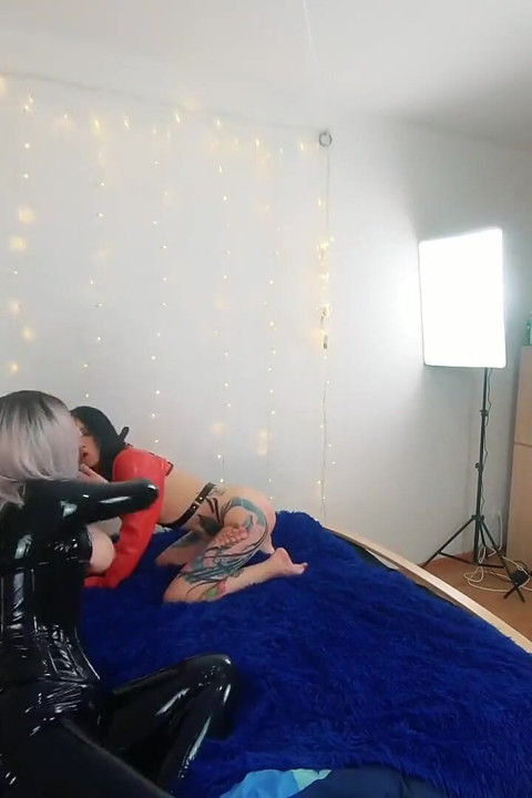 Backstage of Pretty Lesbian Fetish Girls Doing Sex Video. Positive Femdom, Sex Play, Latex Leather