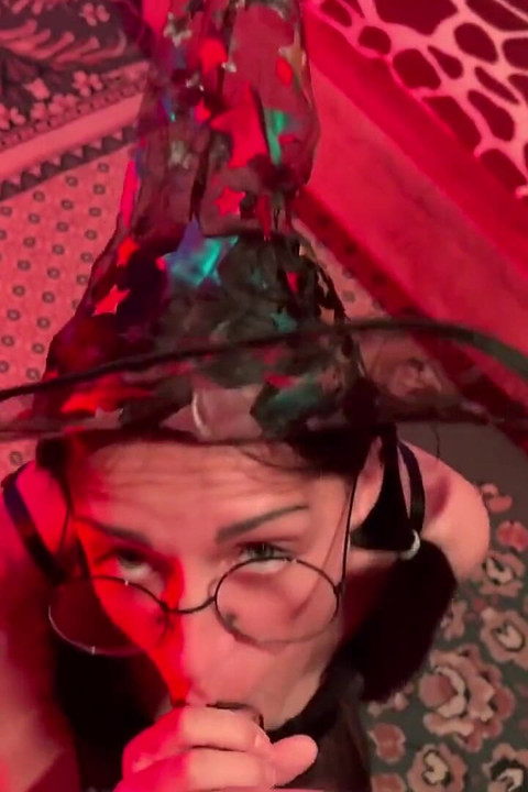Cute Horny Halloween Witch Gets Deepthroat and Anal Creampie