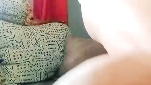 Mature MILF cleaning lady with huge dildo squirts alone