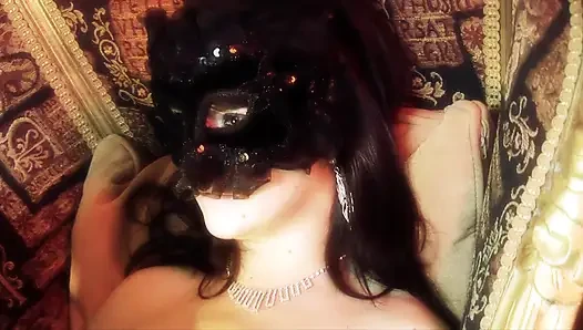 Busty masked babe blows and rides hard dick