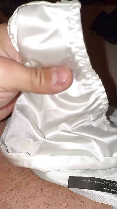 Satin panties getting drenched
