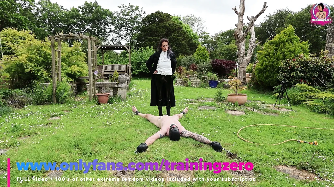Training Zero Outdoor Femdom Bondage - Keeping Him Under Control All Day