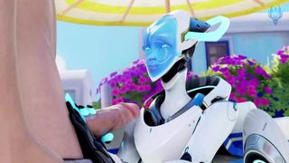 (Overwatch) Echo jerks you off so you can cum on her face