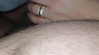 Step son big cock gets a handjob from step mom