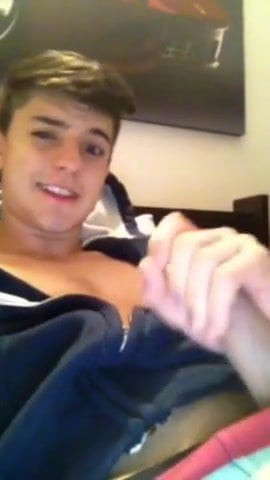 Twink cums on chest