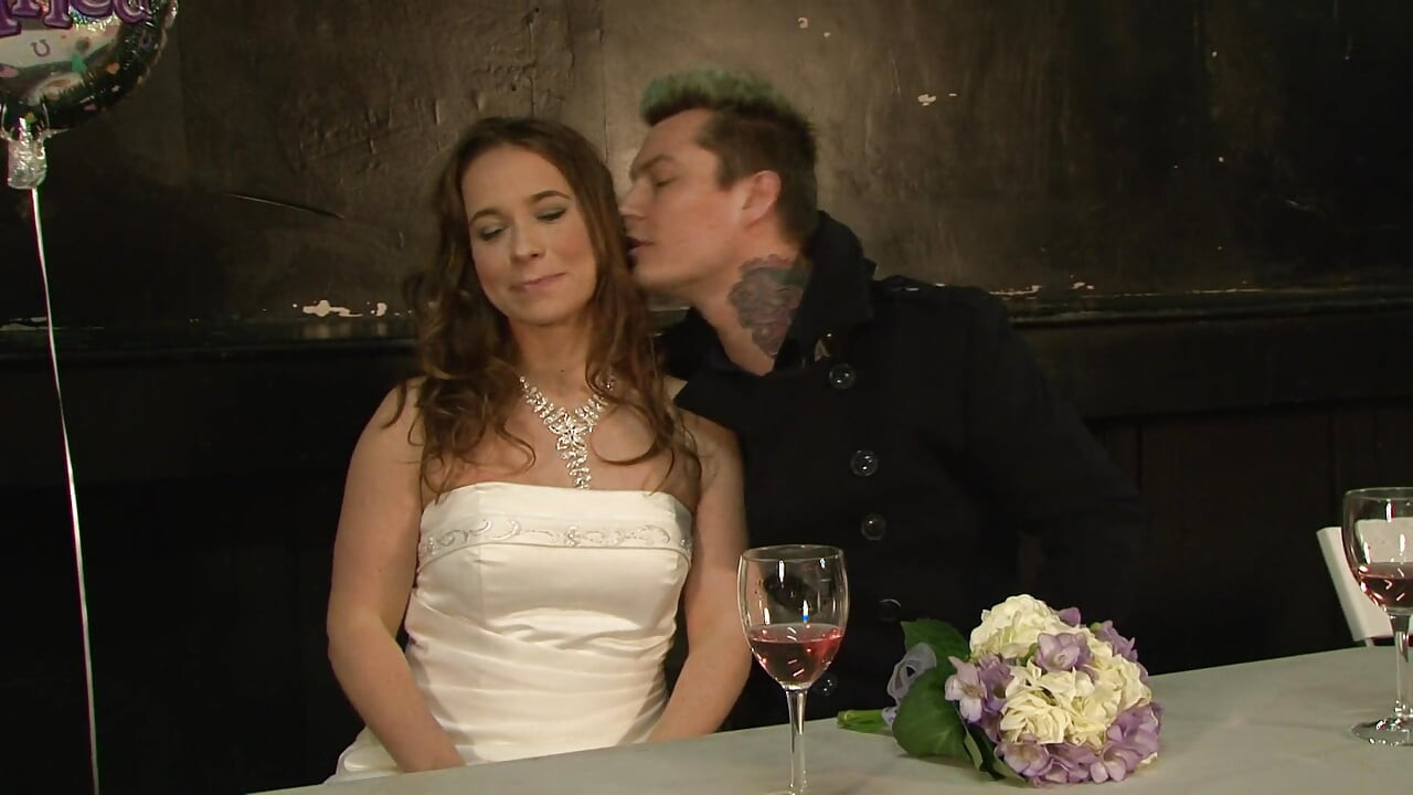 Horny brunette gets banged on her wedding