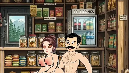 Cartoon video of Swati and shopkeeper Ramu's funny sex. Big cock fucking.