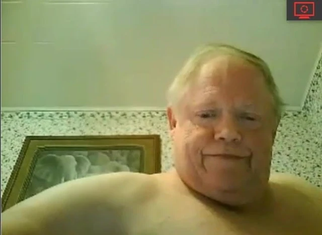 fat grandpa jerking off on the bed