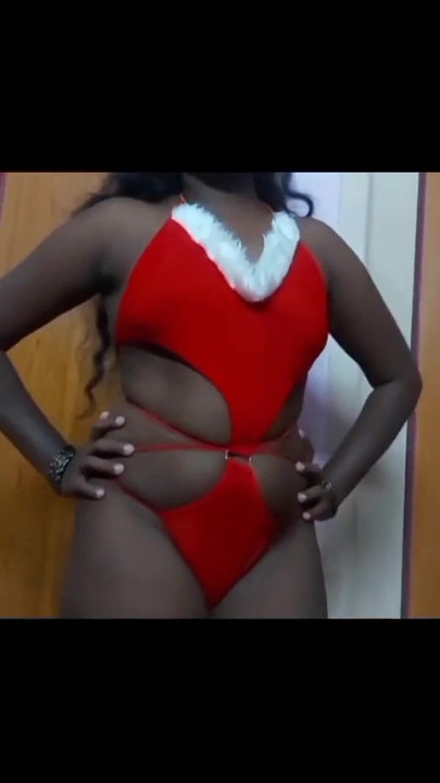 Spectacular moment from "Desi Tamil Horny Housewife Teases Sugar Daddy in Red Santa Bikini with Big Black Ass Dance & Milk"