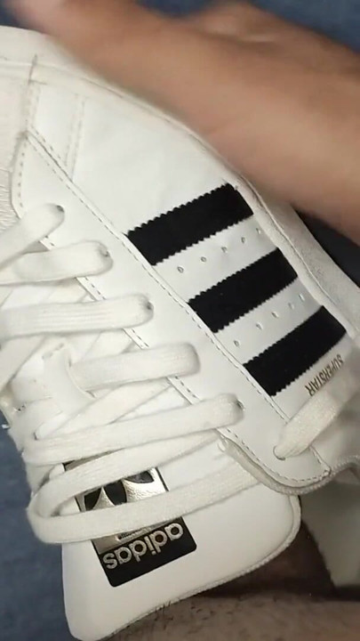 Sex with my wife's sneakers, Adidas Superstar and Nike Air Max Command, cumming inside | Clip 2
