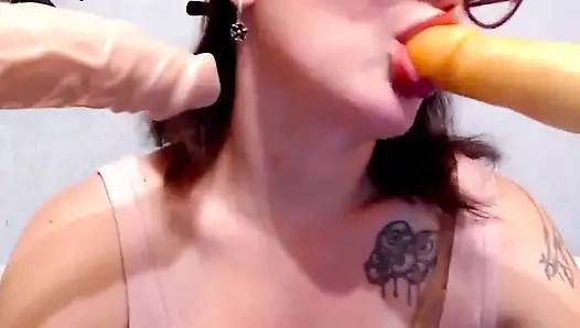 Suck 2 Dildos Same Time