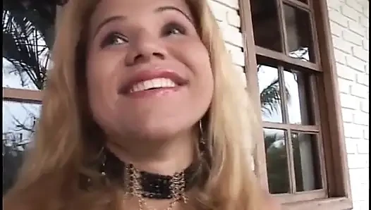 Cock sucking girl and guy fucked by stud in MMF threesome then filled with cum