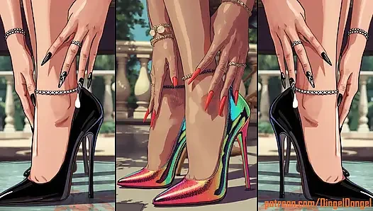 Cewek anime hot dengan sepatu hak tinggi dijilat sama banyak cowok di semua situs