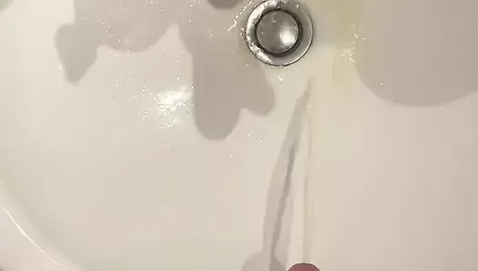 Big dick German boy piss in family parents bathroom sink