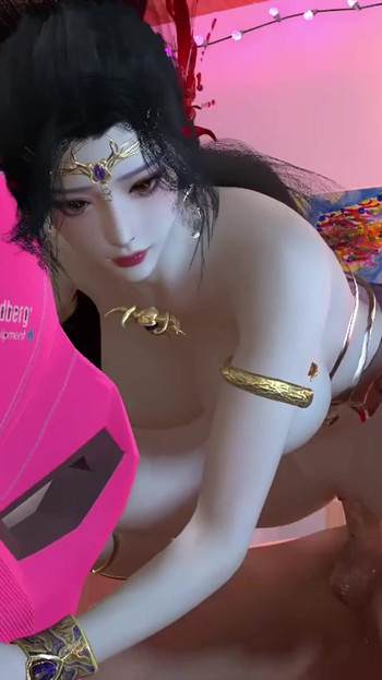 3 boyutlu sevimli cosplay modeli yatak odasında sert seks yapıyor