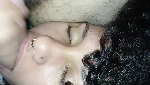 HOT CREAMPIE IN HORNY BITCH'S MOUTH, SHE LOVES IT