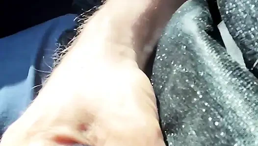 Almost caught! He jerks off in traffic in front of me, I love watching. Big cumshot! Part 1