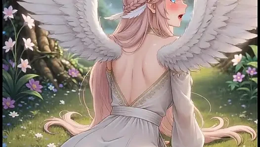 Hentai angel with big boobs masturbates