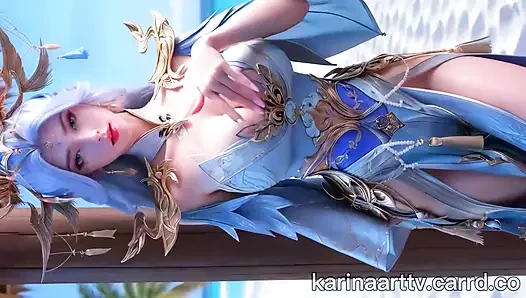 Beautiful blue eyed girl and her sublimated dance after an unforgettable night with her love AI