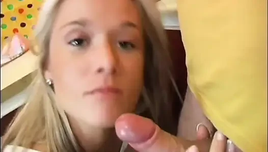 Fantastic Skinny Blonde Teen Enjoys a Big Cock Inside Her Pussy That Then Cums in Her Mouth