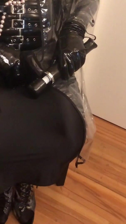 Captivating moment from "Plastic Raincoat Spandex Dress Masturbation"