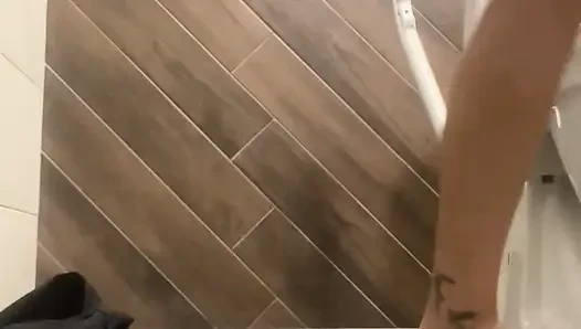 Sexy slim girl fingering in Indian bathroom solo