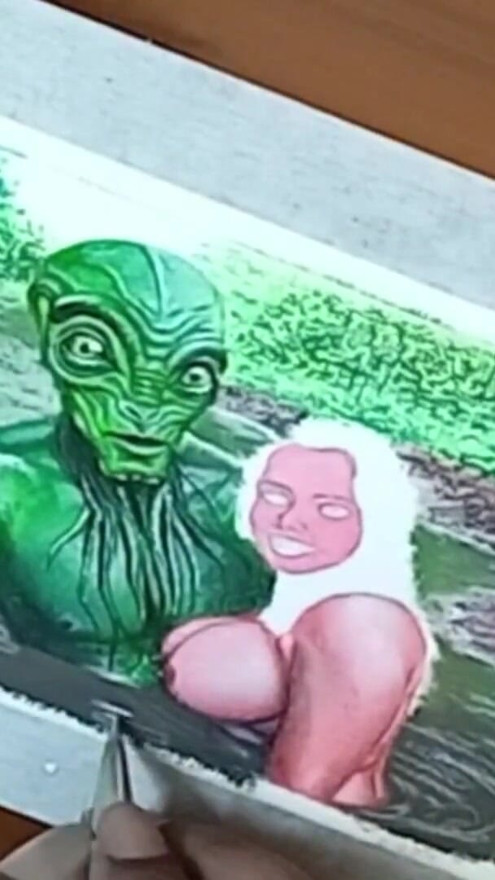 Erotic Art Or Drawing Of Sexy Indian Desi Bhabhi in Love With an Extraterrestrial Alien | Clip 1