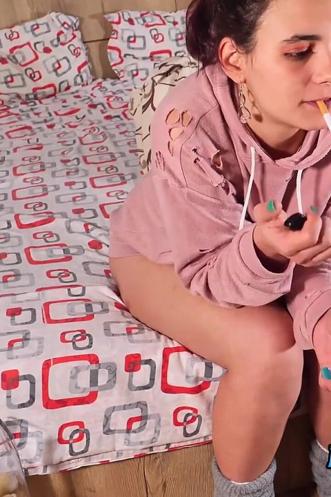 I smoke and fuck with my horny husband - First I smoke and then we fuck rough