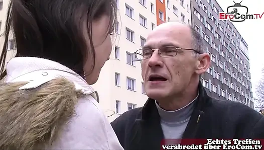 Old German grandpa pick up German teen on the street