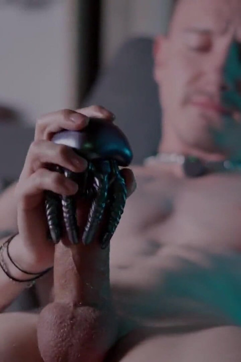 Hard Cock Meets Vibrating Toy on the Couch