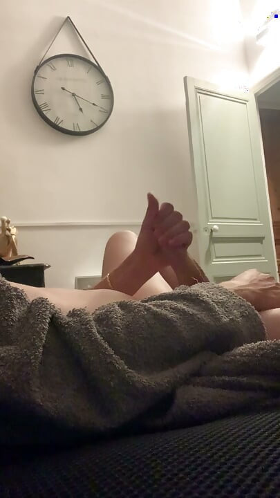 Waking up in a bathrobe and handjob