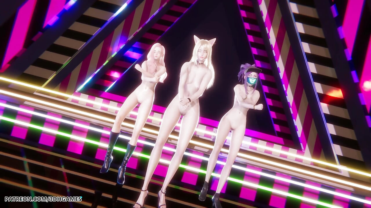 Mmd Babymonster - Batter up Ahri Evelynn Akali Sexy Naked Dance League of Legends Hentai Uncensored 4K 60fps